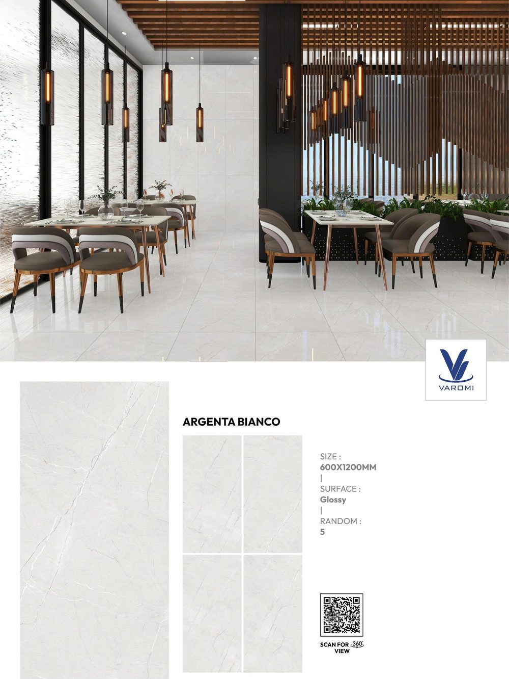 Gạch Varomi Argenta Bianco 600x1200 glossy